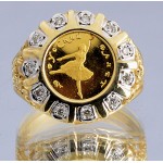  RUSSIA .999 GOLD COIN 1993 10 RUBLE BALLERINA COIN  in 14KT DIAMOND RING .16 ct.